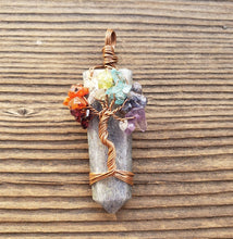 Load image into Gallery viewer, BLUE AVENTURINE COPPER Flat Point Tree Of Life Pendant Gemstone