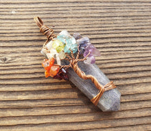Load image into Gallery viewer, BLUE AVENTURINE COPPER Flat Point Tree Of Life Pendant Gemstone