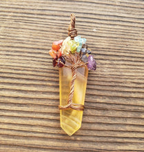 Load image into Gallery viewer, FLUORITE COPPER Flat Point Tree Of Life Pendant Gemstone