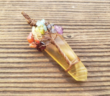 Load image into Gallery viewer, FLUORITE COPPER Flat Point Tree Of Life Pendant Gemstone