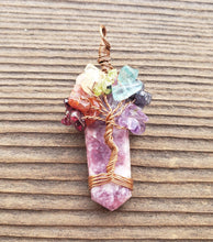 Load image into Gallery viewer, LEPIDOLITE COPPER Flat Point Tree Of Life Pendant Gemstone