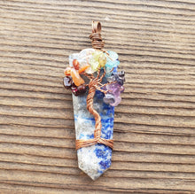Load image into Gallery viewer, LAPIS LAZULI COPPER Flat Point Tree Of Life Pendant Gemstone