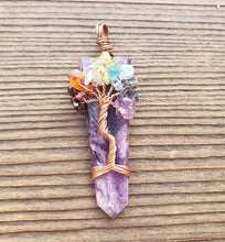 Load image into Gallery viewer, AMETHYST COPPER Flat Point Tree Of Life Pendant Gemstone