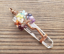 Load image into Gallery viewer, CLEAR QUARTZ COPPER Flat Point Tree Of Life Pendant Gemstone