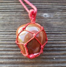 Load image into Gallery viewer, RED JASPER Netted (Macrame) Tumbled Stone Pendant Stone Natural Gemstone