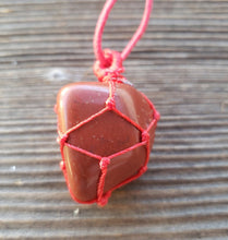 Load image into Gallery viewer, RED JASPER Netted (Macrame) Tumbled Stone Pendant Stone Natural Gemstone