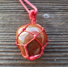 Load image into Gallery viewer, RED JASPER Netted (Macrame) Tumbled Stone Pendant Stone Natural Gemstone