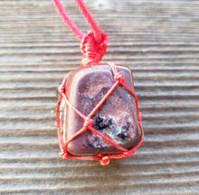 Load image into Gallery viewer, RED TIGER EYE Netted (Macrame) Tumbled Stone Pendant Stone Natural Gemstone