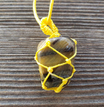Load image into Gallery viewer, TIGER EYE Netted (Macrame) Tumbled Stone Pendant Stone Natural Gemstone