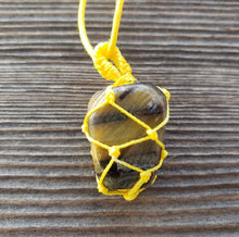 Load image into Gallery viewer, TIGER EYE Netted (Macrame) Tumbled Stone Pendant Stone Natural Gemstone