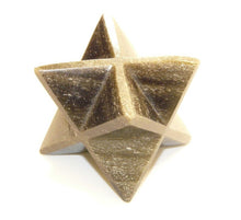 Load image into Gallery viewer, Large (50mm) GOLD OBSIDIAN Natural Gemstone Merkaba Star (One)