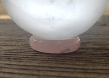Load image into Gallery viewer, ROSE QUARTZ Sphere Stand Natural Stone Hand Carved Gemstone Sphere Stand