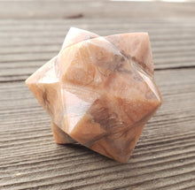 Load image into Gallery viewer, LARGE 12 Point GEMSTONE MERKABA Star Natural Peach Moonstone Rare (One)