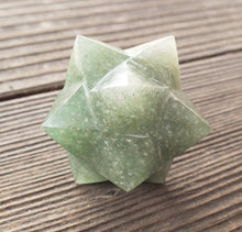 Load image into Gallery viewer, LARGE 12 Point GEMSTONE MERKABA Star Natural Green Aventurine Rare (One)