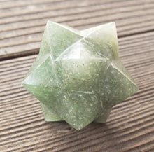 Load image into Gallery viewer, LARGE 12 Point GEMSTONE MERKABA Star Natural Green Aventurine Rare (One)