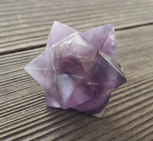 Load image into Gallery viewer, LARGE 12 Point GEMSTONE MERKABA Star Natural Amethyst