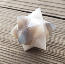 Load image into Gallery viewer, LARGE 12 Point GEMSTONE MERKABA Star Natural Grey Agate Rare (One)