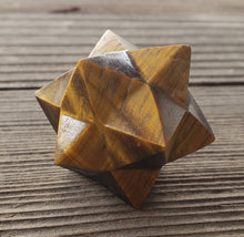Load image into Gallery viewer, LARGE 12 Point GEMSTONE MERKABA Star Natural Tiger Eye Rare (One)