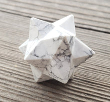 Load image into Gallery viewer, LARGE 12 Point GEMSTONE MERKABA Star Natural Howlite Rare (One)