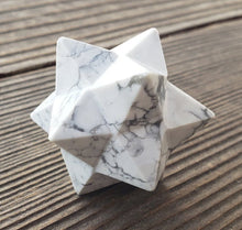 Load image into Gallery viewer, LARGE 12 Point GEMSTONE MERKABA Star Natural Howlite Rare (One)