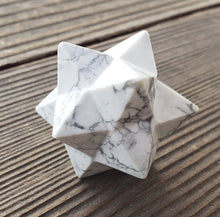 Load image into Gallery viewer, LARGE 12 Point GEMSTONE MERKABA Star Natural Howlite Rare (One)