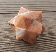 Load image into Gallery viewer, LARGE 12 Point GEMSTONE MERKABA Star Natural Peach Moonstone Rare (One)