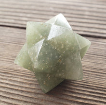 Load image into Gallery viewer, LARGE 12 Point GEMSTONE MERKABA Star Natural Green Aventurine Rare (One)