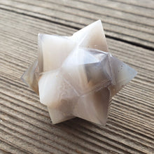 Load image into Gallery viewer, LARGE 12 Point GEMSTONE MERKABA Star Natural Grey Agate Rare (One)