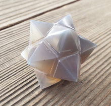 Load image into Gallery viewer, LARGE 12 Point GEMSTONE MERKABA Star Natural Grey Agate Rare (One)