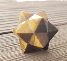 Load image into Gallery viewer, LARGE 12 Point GEMSTONE MERKABA Star Natural Tiger Eye Rare (One)