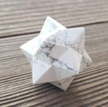 Load image into Gallery viewer, LARGE 12 Point GEMSTONE MERKABA Star Natural Howlite Rare (One)