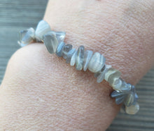 Load image into Gallery viewer, BLACK MOONSTONE Natural Stone Gemstone Stretchy Chip Bracelet