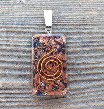 Load image into Gallery viewer, ORGONE MAHOGANY OBSIDIAN Gemstone Rectangle Pendant Orgone (One)