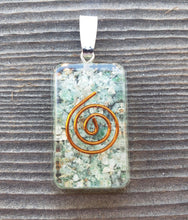 Load image into Gallery viewer, ORGONE CHRYSOPRASE Gemstone Rectangle Pendant Orgone (One)
