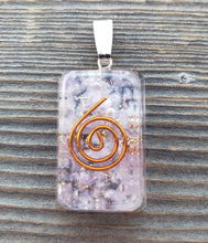 Load image into Gallery viewer, ORGONE LEPIDOLITE Gemstone Rectangle Pendant Orgone (One)