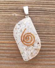 Load image into Gallery viewer, ORGONE ANGELITE Gemstone Eye Shaped Pendant Orgone (One)