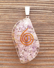 Load image into Gallery viewer, ORGONE LEPIDOLITE Gemstone Eye Shaped Pendant Orgone (One)