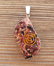 Load image into Gallery viewer, ORGONE GARNET Gemstone Eye Shaped Pendant Orgone (One)