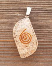 Load image into Gallery viewer, ORGONE SUNSTONE Gemstone Eye Shaped Pendant Orgone (One)