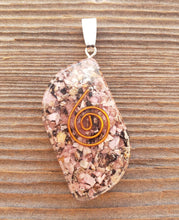 Load image into Gallery viewer, ORGONE RHODONITE Gemstone Eye Shaped Pendant Orgone (One)
