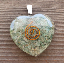 Load image into Gallery viewer, ORGONE GREEN AVENTURINE Gemstone Heart Shaped Pendant Orgone (One)