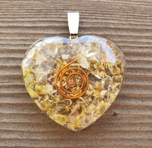 Load image into Gallery viewer, ORGONE CITRINE Gemstone Heart Shaped Pendant Orgone (One)
