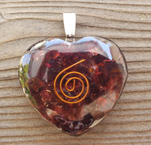 Load image into Gallery viewer, ORGONE GARNET Gemstone Heart Shaped Pendant Orgone (One)