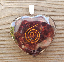 Load image into Gallery viewer, ORGONE GARNET Gemstone Heart Shaped Pendant Orgone (One)