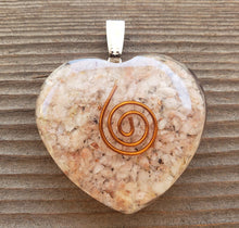 Load image into Gallery viewer, ORGONE SUNSTONE Gemstone Heart Shaped Pendant Orgone (One)