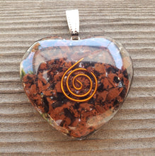 Load image into Gallery viewer, ORGONE MAHOGANY OBSIDIAN Gemstone Heart Shaped Pendant Orgone (One)