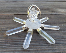 Load image into Gallery viewer, FULL CLEAR QUARTZ Spinning Merkaba Energy Generator Natural Gemstone