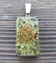 Load image into Gallery viewer, ORGONE PERIDOT Gemstone Rectangle Pendant Orgone (One)