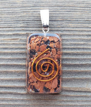 Load image into Gallery viewer, ORGONE MAHOGANY OBSIDIAN Gemstone Rectangle Pendant Orgone (One)