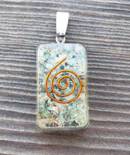 Load image into Gallery viewer, ORGONE CHRYSOPRASE Gemstone Rectangle Pendant Orgone (One)